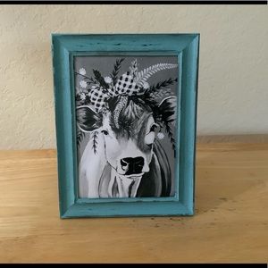 Farmhouse Christmas cow picture 8x10 w/frame